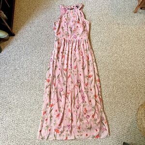 INC International Concepts Womens Dress Size 14 Floral Pink Maxi Cottage FLAW